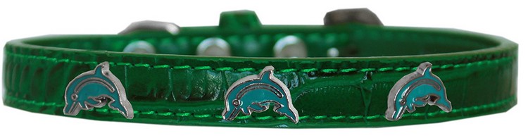 Dolphin Widget Croc Dog Collar Emerald Green Size 16